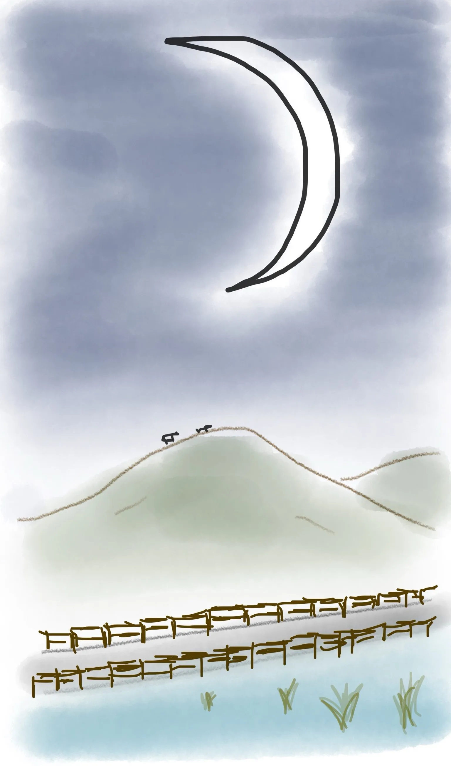 Doodles item Outdoors image Big Crescent Moon Night Scene