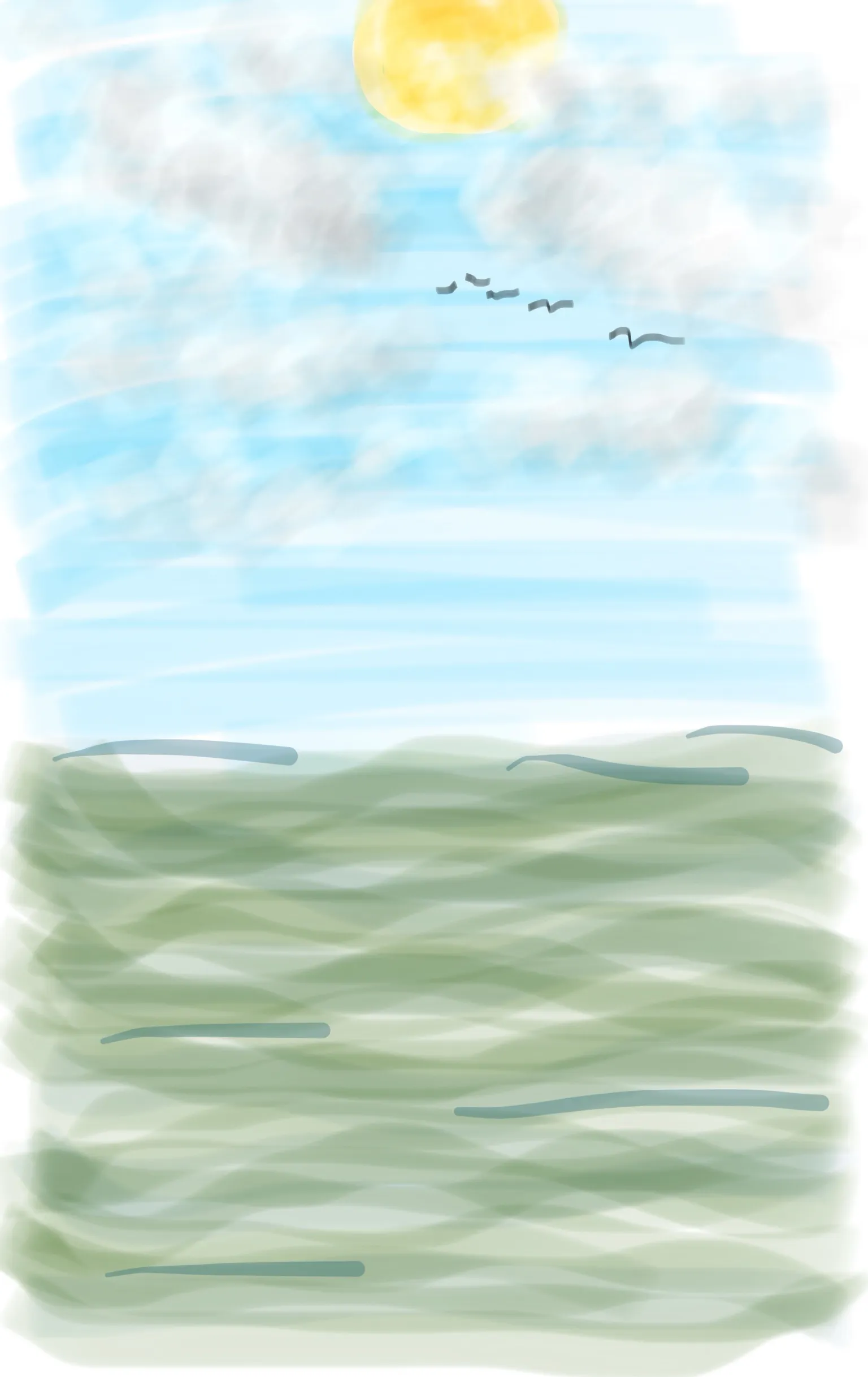 Doodles item Outdoors image Ocean Horizon Clouds Birds